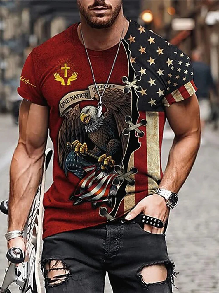 Cardydony Men's American 250th Anniversary Print T-shirt
