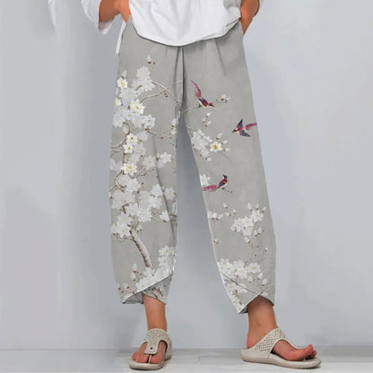 Cardydony Floral Print Loose Casual Pants