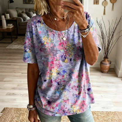 Cardydony Women's Floral Art Print Short Sleeve Casual T-shirt