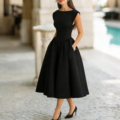 Cardydony Classy Wide Skirted Backless Maxi Dress