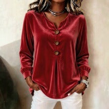 Cardydony Women's Fall Winter Cozy Elegant Velvet Top