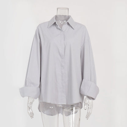 Cardydony Women's Relaxed-Fit Striped Button-Up Shirt
