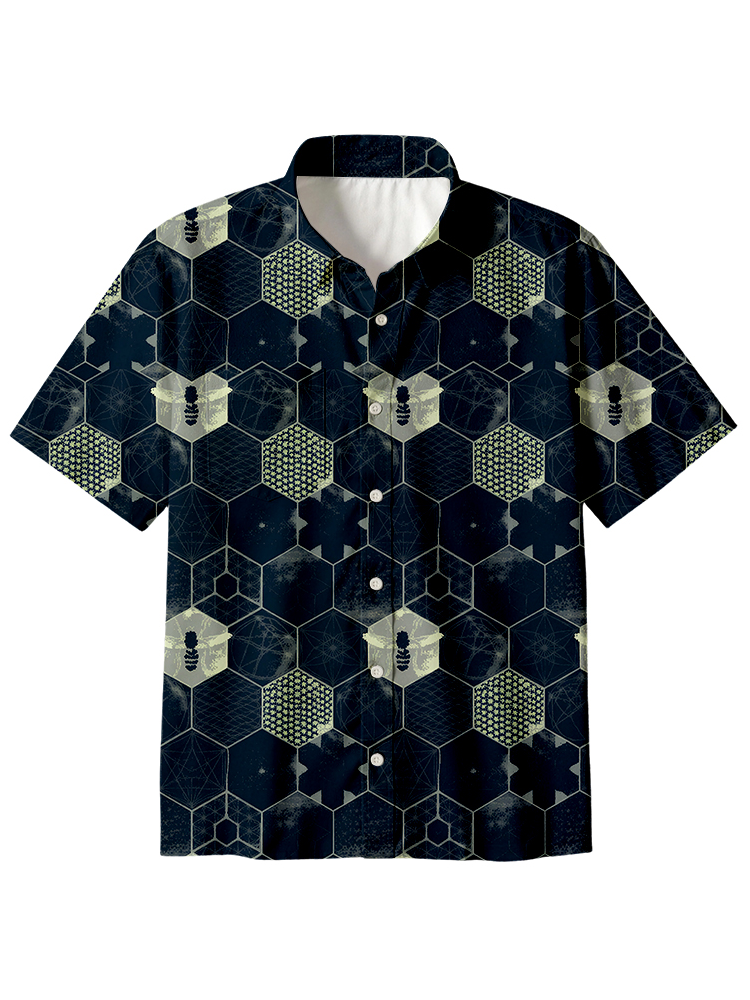 Cardydony Men's The Beauty Of Mathematics Geometric Figures Button Up Pocket Shirt
