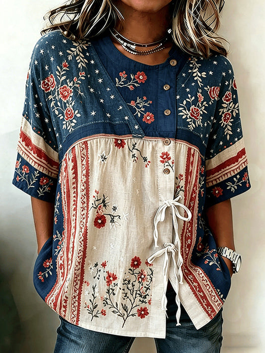 Cardydony Women's Anniversary Printed Linen Casual Shirt