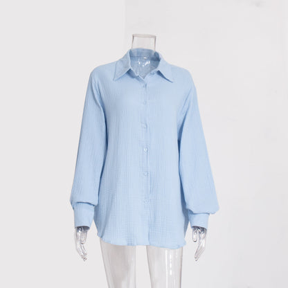 Cardydony Women's Soft Cotton Gauze Button-Up Shirt for Effortless Comfort