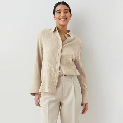 Cardydony Women's Soft Cotton Gauze Button-Up Shirt for Effortless Comfort