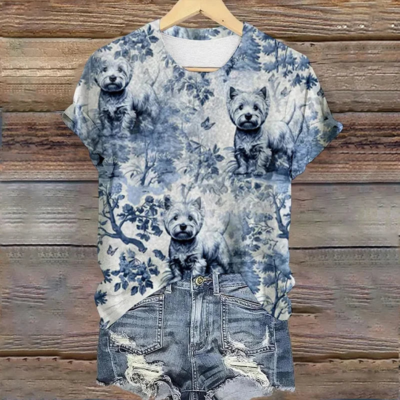 Cardydony Women's Animals Dog Printed T-shirts