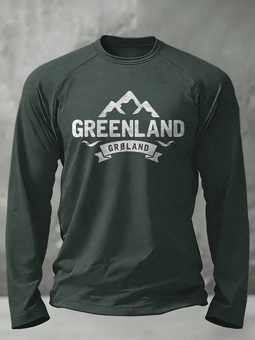 Cardydony Men's Greenland Print Long Sleeve Casual T-shirt