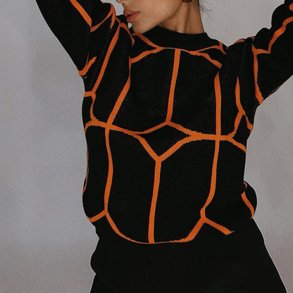 Cardydony Women's Vibrant Geometric Knit Sweater for Bold Statements