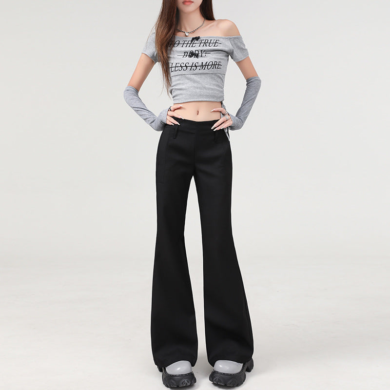 Cardydony Women's Flared Pants for Women | Y2K Low Waist Flare Trousers Slim Fit Straight Leg Dress Pants