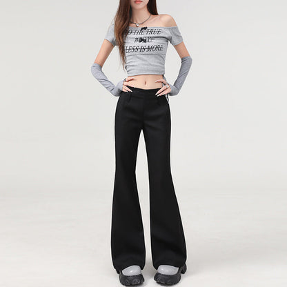 Cardydony Women's Flared Pants for Women | Y2K Low Waist Flare Trousers Slim Fit Straight Leg Dress Pants