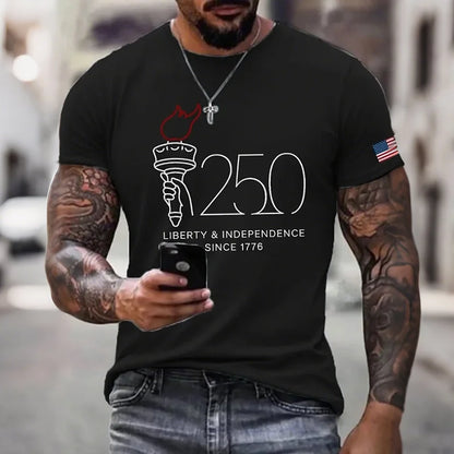 Cardydony Men's American 250th Anniversary Commemorative Print Casual T-shirt