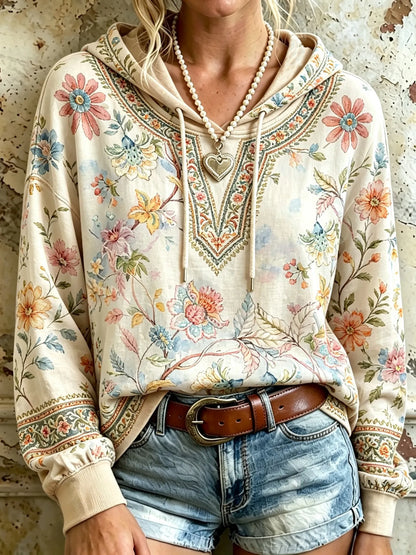 Cardydony Women's Vintage Floral Art Hoodie