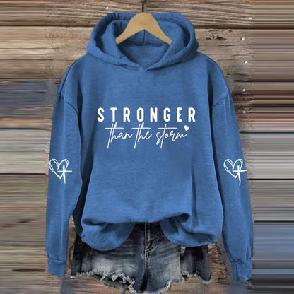 Cardydony Women's Stronger Than The Storm Printed Hoodie