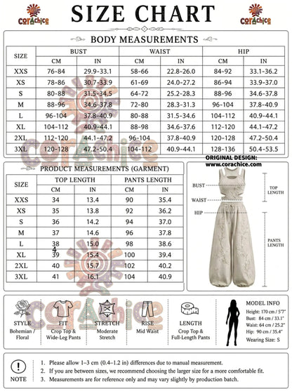 Cardydony Women's Japanese Retro Art Print Embroidered Top & Pants Two-Piece Set