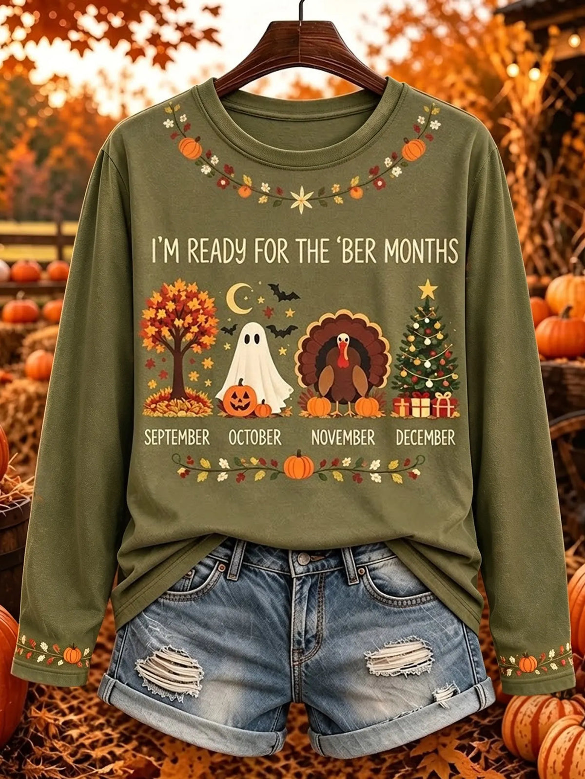 Cardydony Women's Retro Autumn Casual Round Neck Top