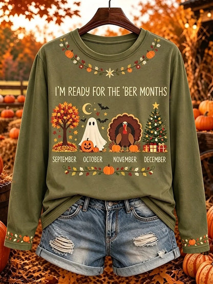 Cardydony Women's Retro Autumn Casual Round Neck Top