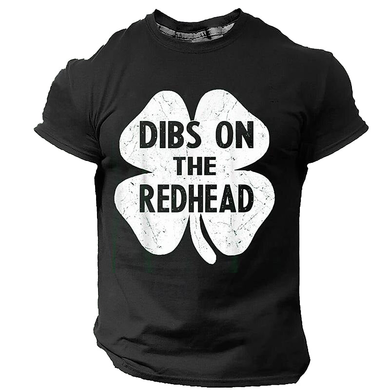 Cardydony Men's St. Patrick Day Dibs On The Redhead Shamrock Irish Graphic T-shirt