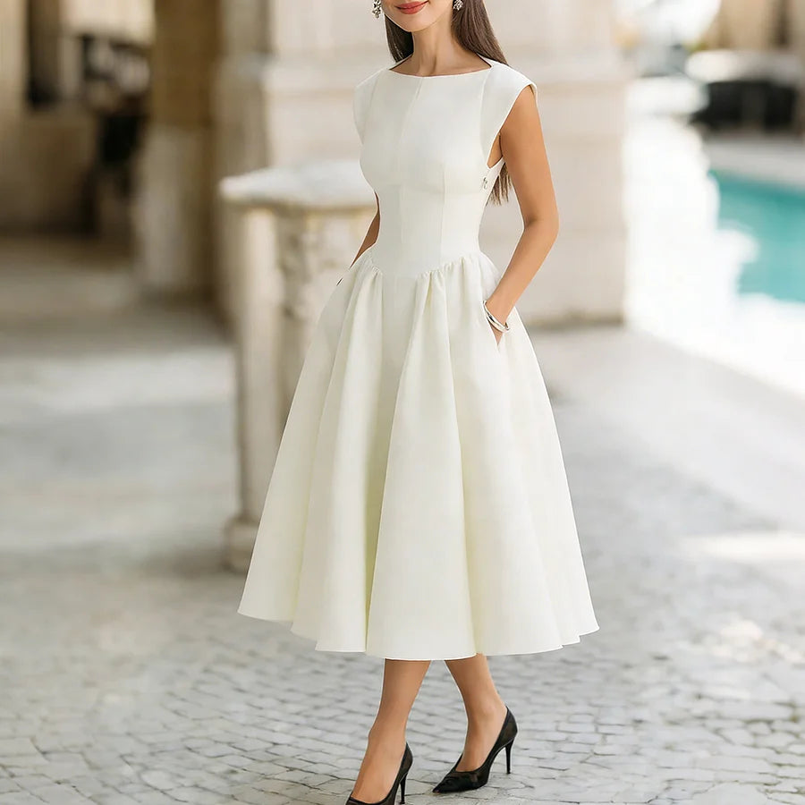 Cardydony Classy Wide Skirted Backless Maxi Dress