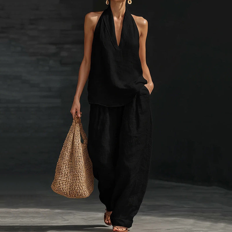 Cardydony V-neck Tank Top & Pants Two Piece Set