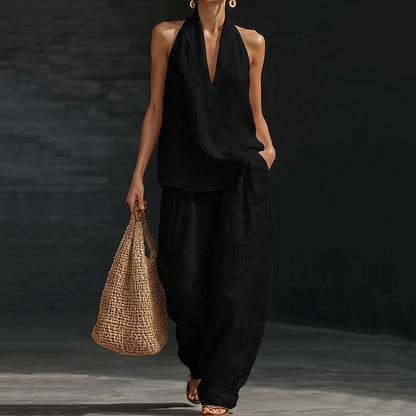 Cardydony V-neck Tank Top & Pants Two Piece Set