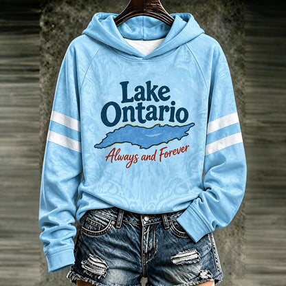 Cardydony Women's Lake Ontario Casual Art Print Hoodie