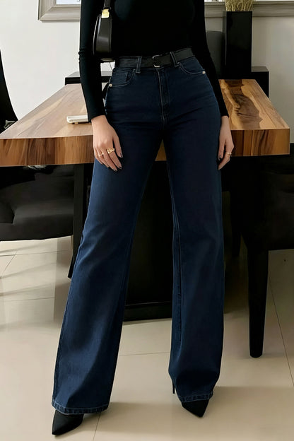 Cardydony Women's  Stylish High-waisted Pockets Casual Women's Jeans