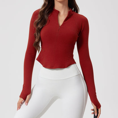Cardydony Women's Slim-Fit Zippered Fitness Shirt - Ultra-Comfortable & Chic