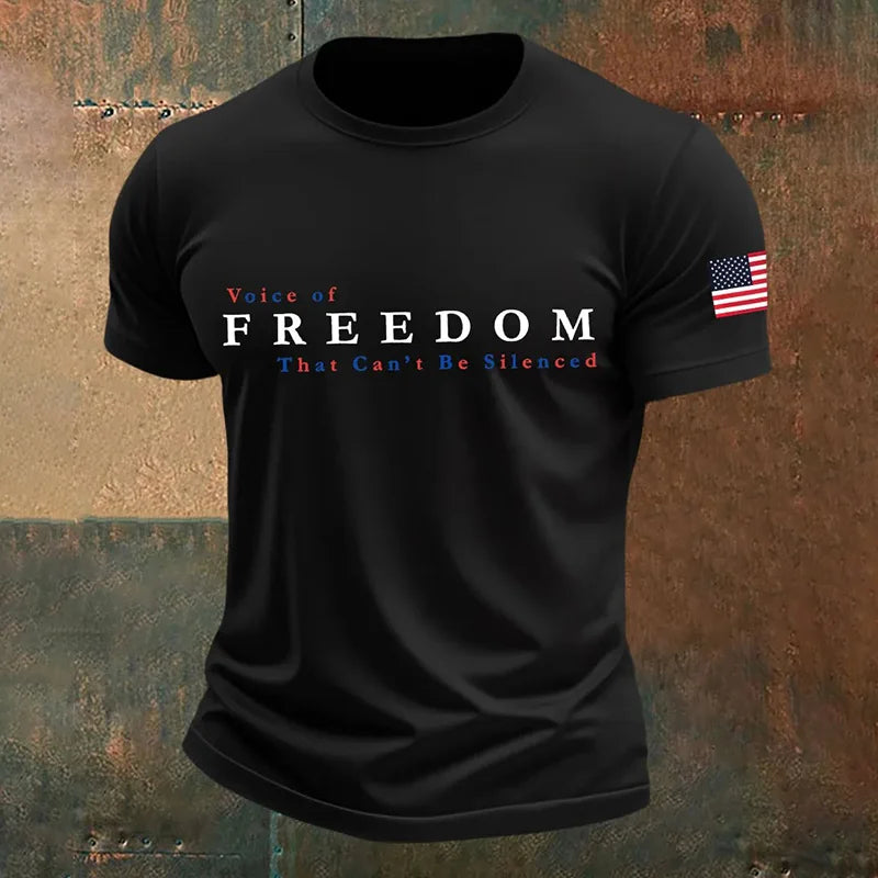 Cardydony Men's Voice Of Freedom Printed Casual T-shirt