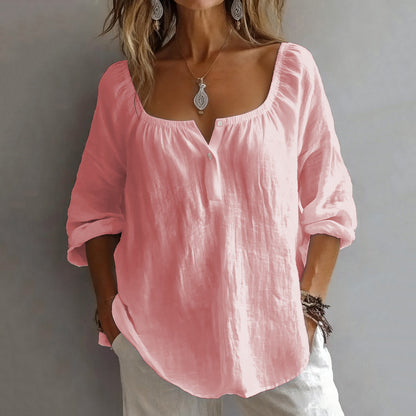 Cardydnoy Casual Solid Color Square Neck Women's T-shirt