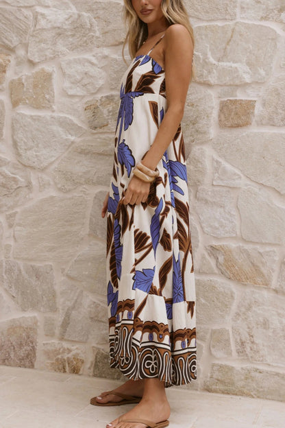 Cardydony Women's Floral Print Sleeveless Camisole Casual Vacation Maxi Dress