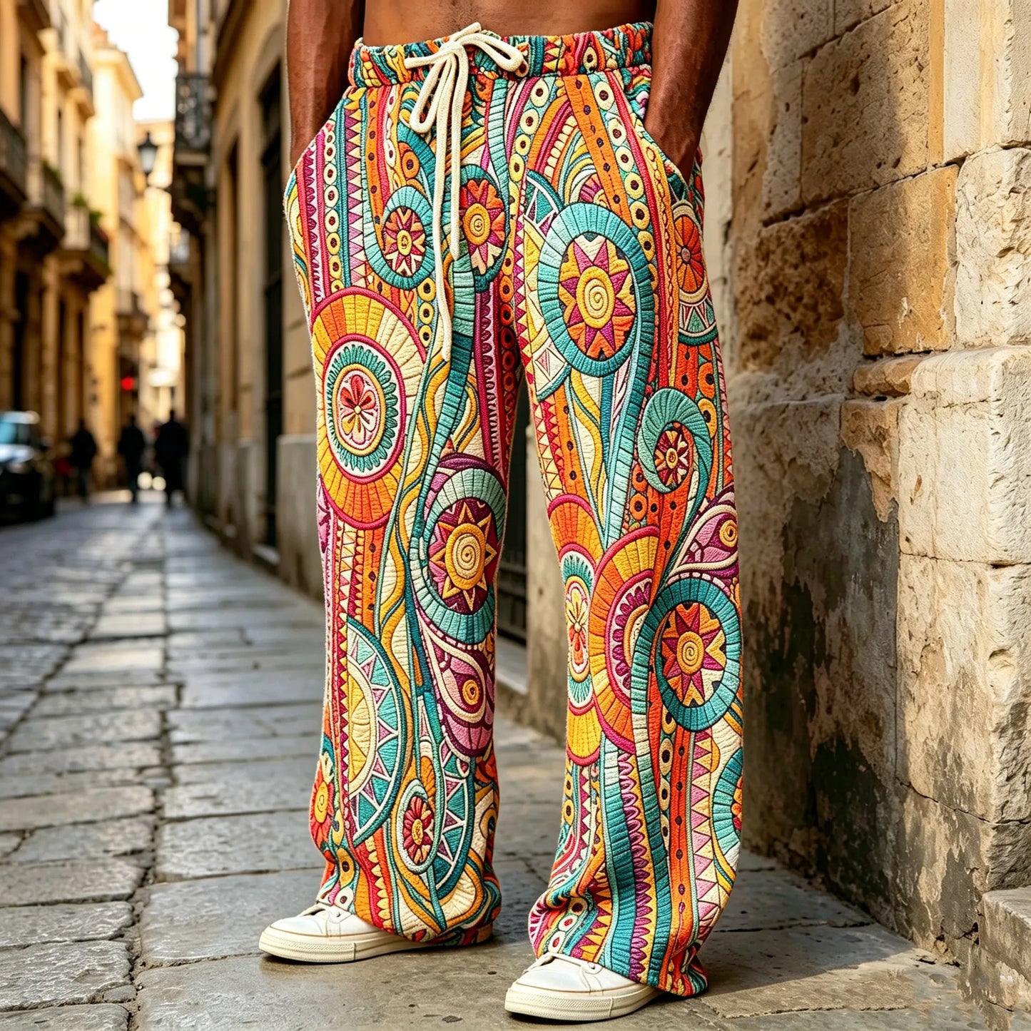Cardydony Men's Retro Hippie Bohemian Style Casual Pants