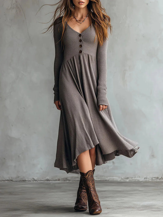 Cardydony Retro Casual Elegant Fitted Mid-length Dress