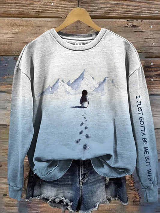 Cardydony I Just Gotta Be Me.but Why? Nihilistic Penguin Printed Casual Sweatshirt