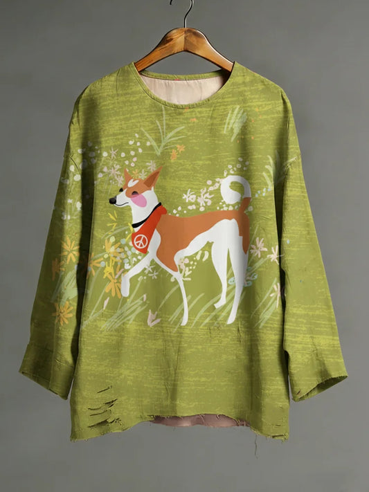 Cardydony Walk For Peace Aloka Dog Art Cotton Linen Shirt