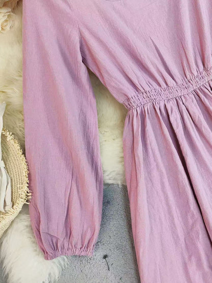 Cardydony Retro elegant flowing linen maxi dress