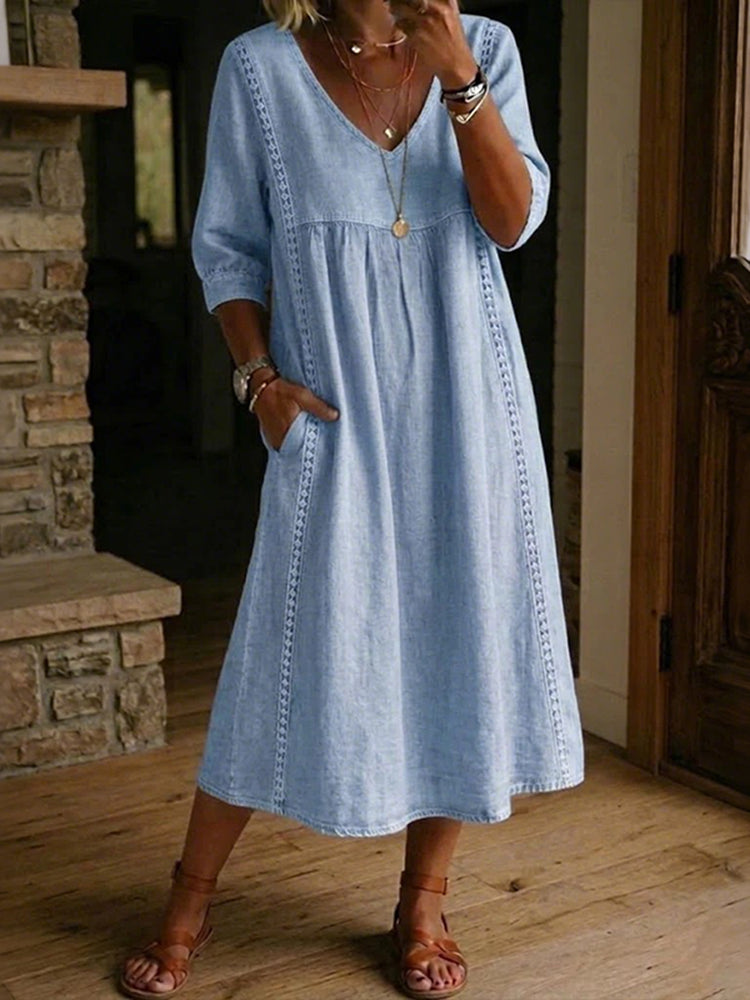 Cardydony Women's Solid Color Linen Blend Maxi Dress