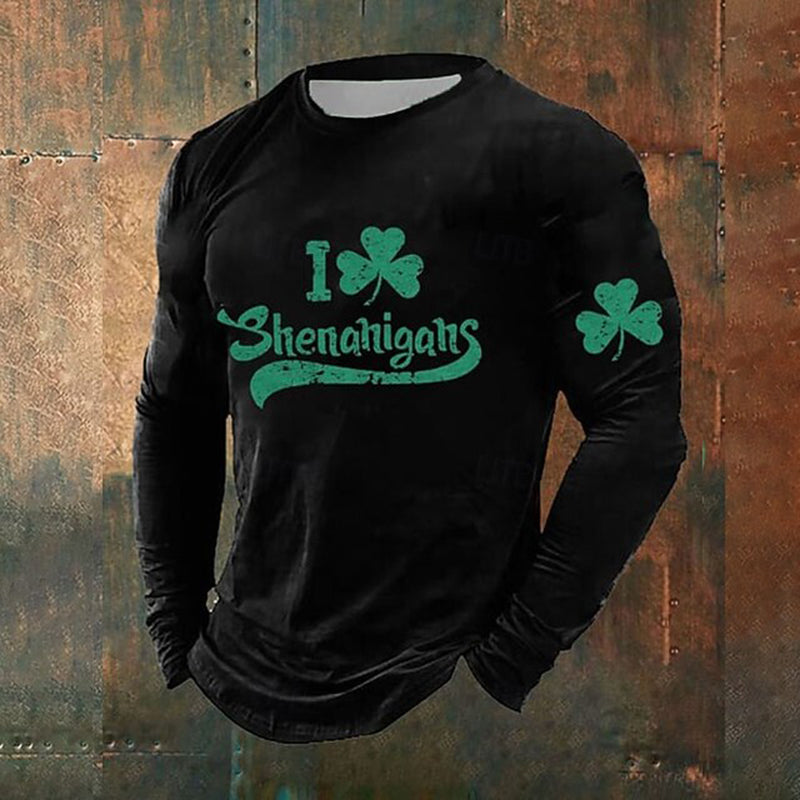 Cardyodny Men's Casual St. Patrick's Day Long-sleeved T-shirt