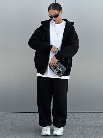 Cardydony Women's Oversized Cotton Blend Zip-Up Tracksuit Set