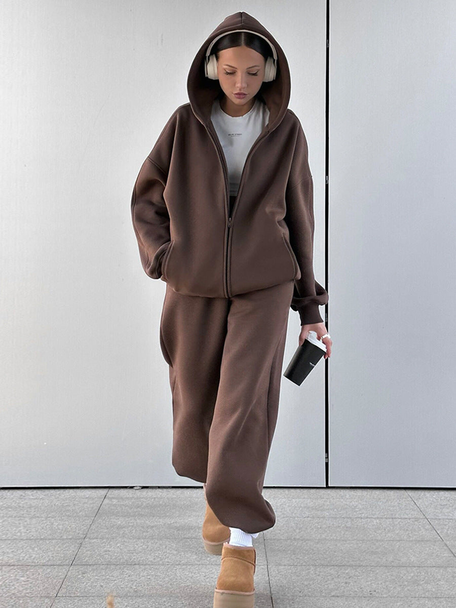 Cardydony Women's Oversized Cotton Blend Zip-Up Tracksuit Set