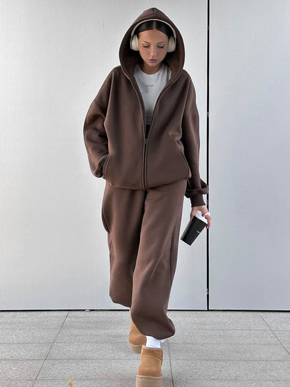 Cardydony Women's Oversized Cotton Blend Zip-Up Tracksuit Set