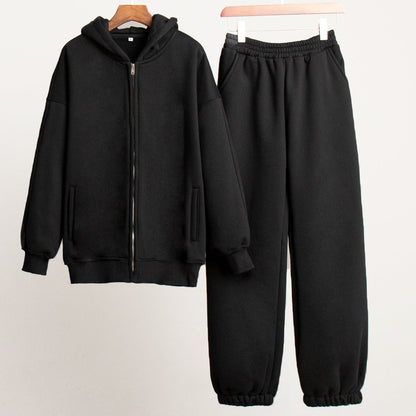 Cardydony Women's Oversized Cotton Blend Zip-Up Tracksuit Set