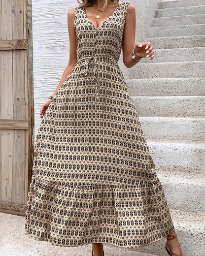 Cardydony Women's Boho Floral Maxi Dress | Sleeveless V-Neck Summer Boho Dresses for Women