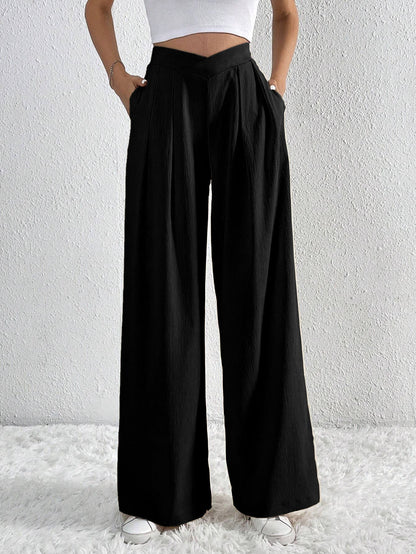 Cardydony Women's Pleated Wide Leg Trousers | High Waist Work Pants