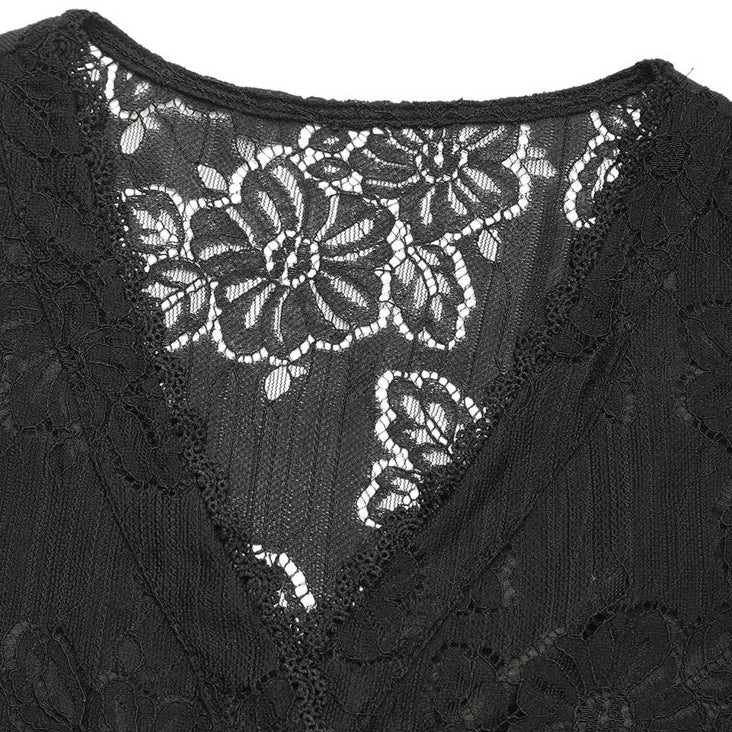 Cardydony Women's Women's Lace Button Blouse | Short Sleeve V-Neck Top