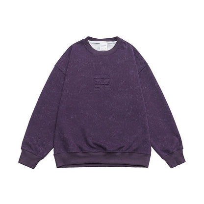Cardydony Embossed Vintage Wash Cotton Blend Sweatshirt