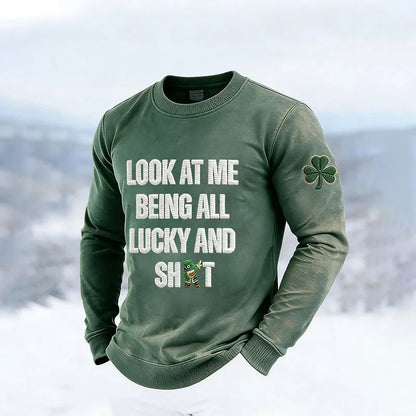 Cardydony Men's St. Patrick's Leprechaun Lucky Sweatshirt