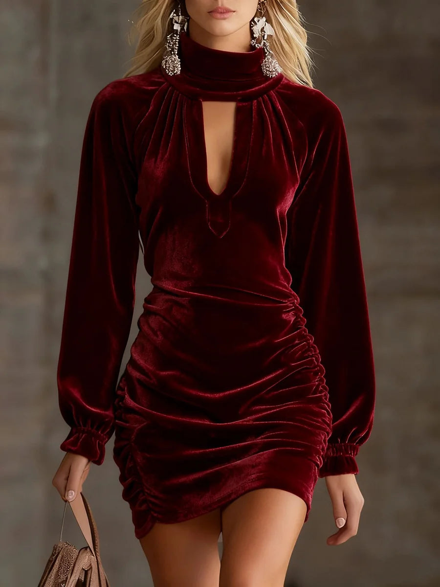 Cardydony Retro High-end Velvet Material Body-hugging Dress