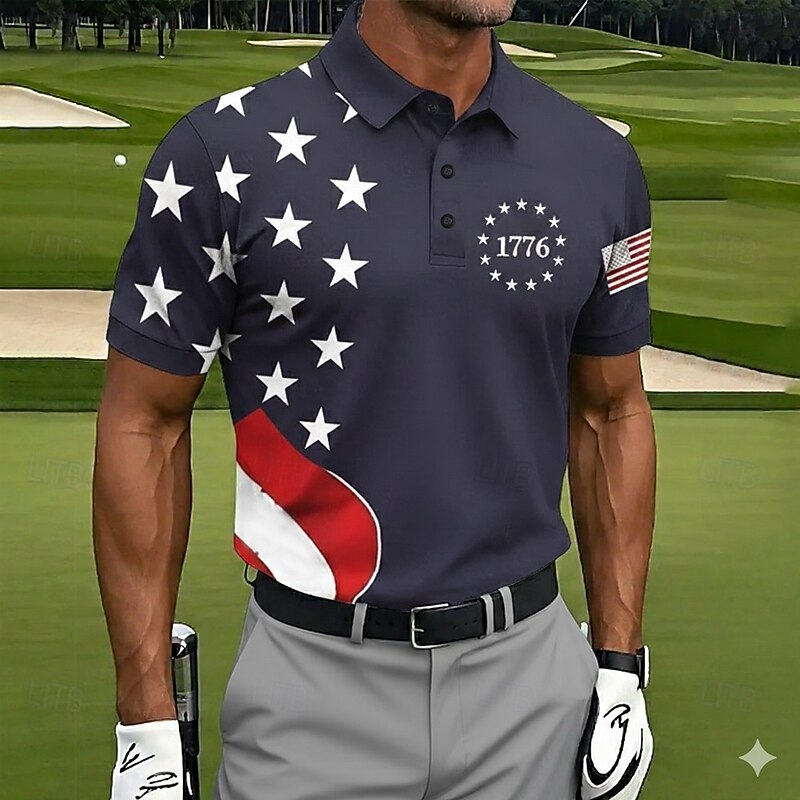 Cardydony Men's Us America 250 Year Anniversary Veterans Day Print Polo Shirt
