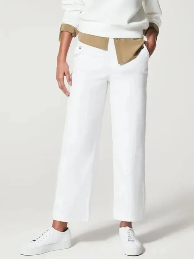 Cardydony Stretch Twill Cropped Wide Leg Pant